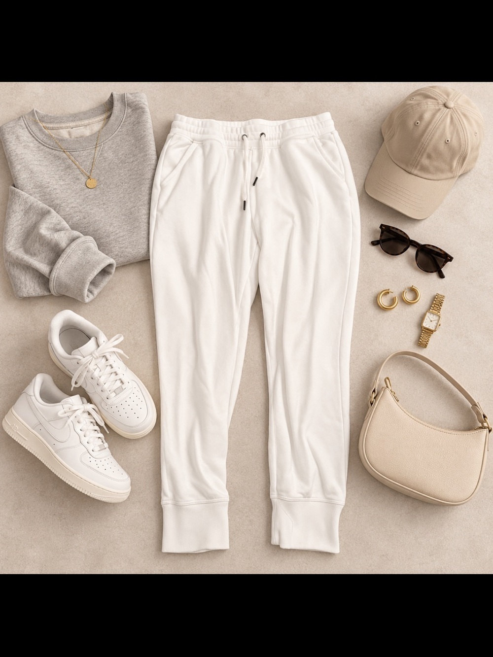 Tuff Athletics White Drawstring Joggers